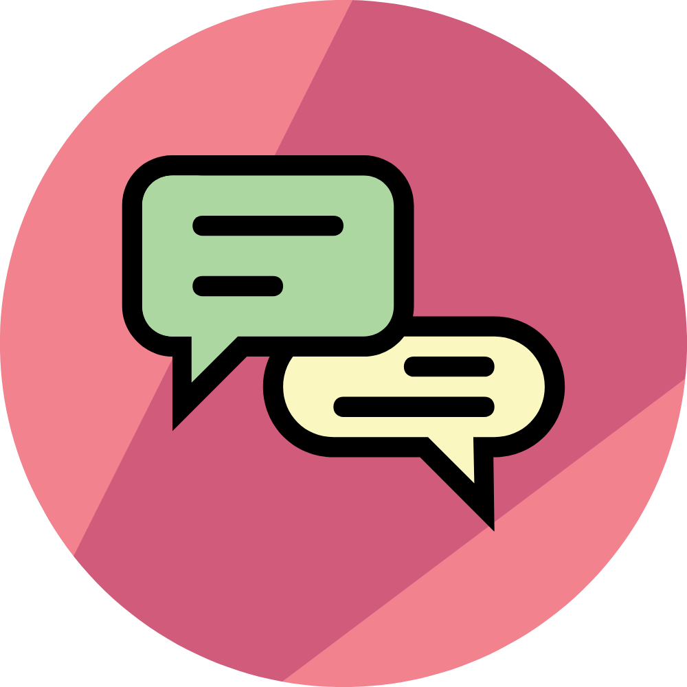 An icon of two speech bubbles
